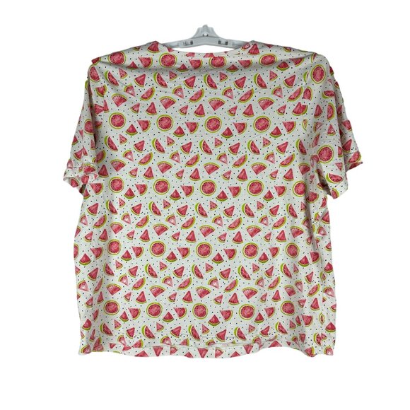 Easy Essentials Watermelon Print Women's T-Shirt 2X White & Pink - Picture 2 of 5